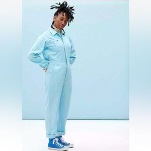 Lucy & Yak Blue Organic Cotton Carmen Jumpsuit Size Small S